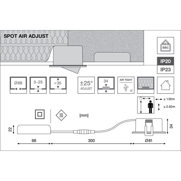 SPOT AIR ADJUST 4W 930 DIM IP23 SI image 14