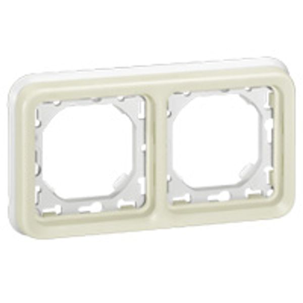 Flush mounting support frame Plexo IP 55 - 2 gang horizontal - white image 1