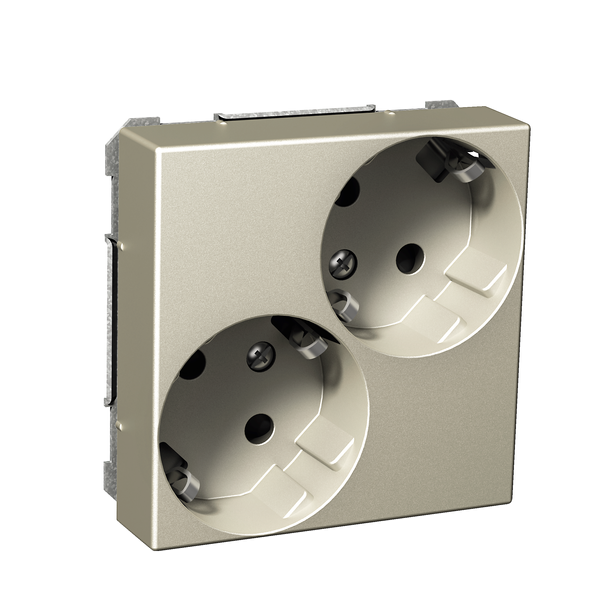 Exxact double socket-outlet diagonal earthed screwless metallic image 4