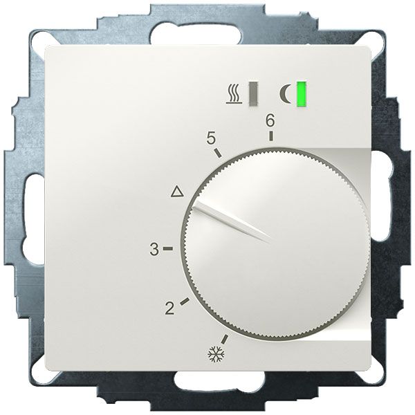 UP room controller, RAL9010 glossy 55x55, 5-30C, AC 230V, triac output, switchable 5 actuators each 3W, change-over input, TA 3.5K, LED displays image 2