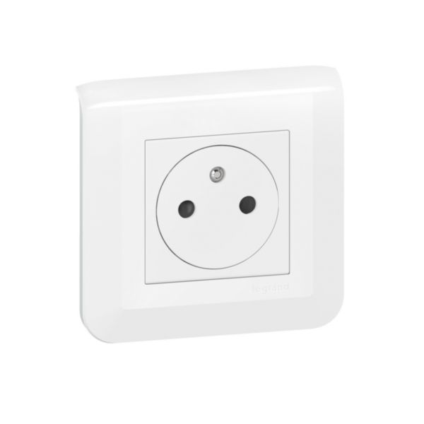 099204 Surface Mosaic white socket outlet with plate and screw fixing image 2