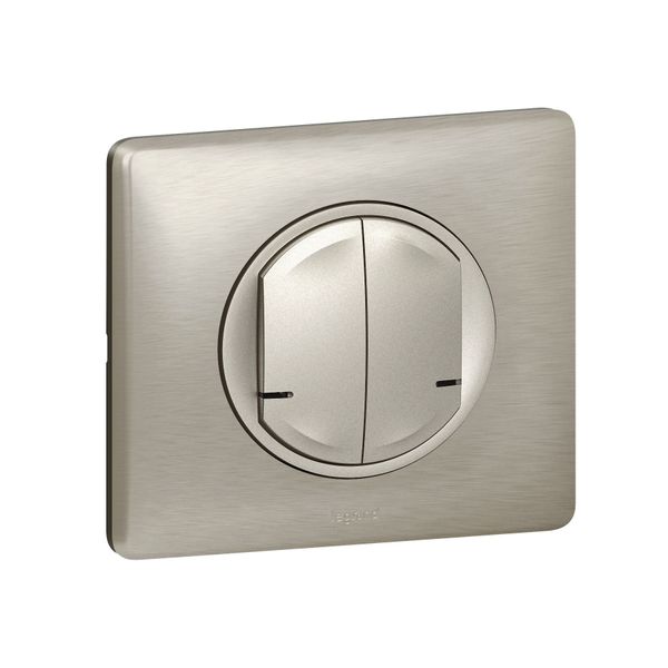 CONNECTED LIGHT SWITCH WITH NEUTRAL 2-GANG 2X250W CELIANE TITANIUM image 3