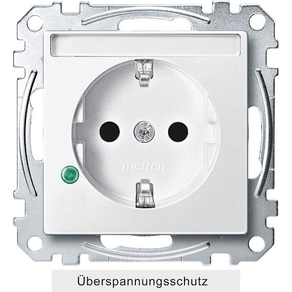 SCHUKO socket with surge protection and labeling field, touch protection, plug-in terminals, polar white, System M image 1