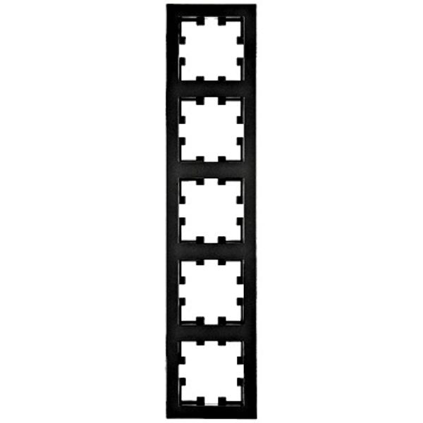 Five gang frame, Design CUBIC, black image 1