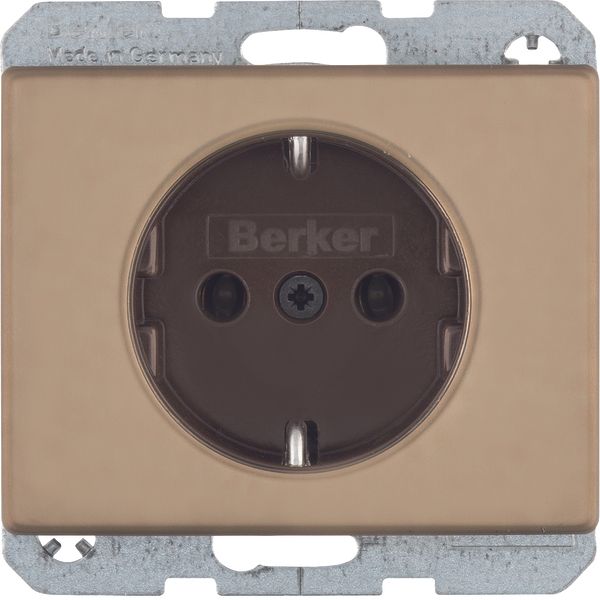 SCHUKO socket outlet, Arsys, light bronze, metal image 1