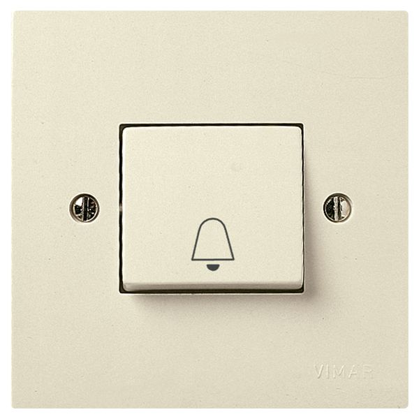 1P NO 10A push button bell symbol ivory image 1