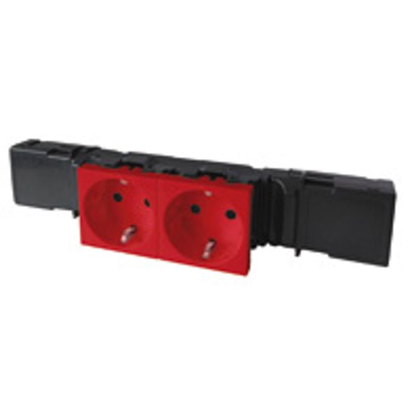 Socket Mosaic -2x2P+E -instal on trunking -auto term + cable grip -tamperproof image 1