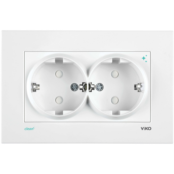 Karre Clean White Child Protected Double Earth Socket image 1