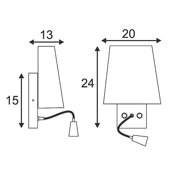 COUPA FLEXLED wall lamp, G9 max. 40W + 3W LED 3000K, chrom image 2