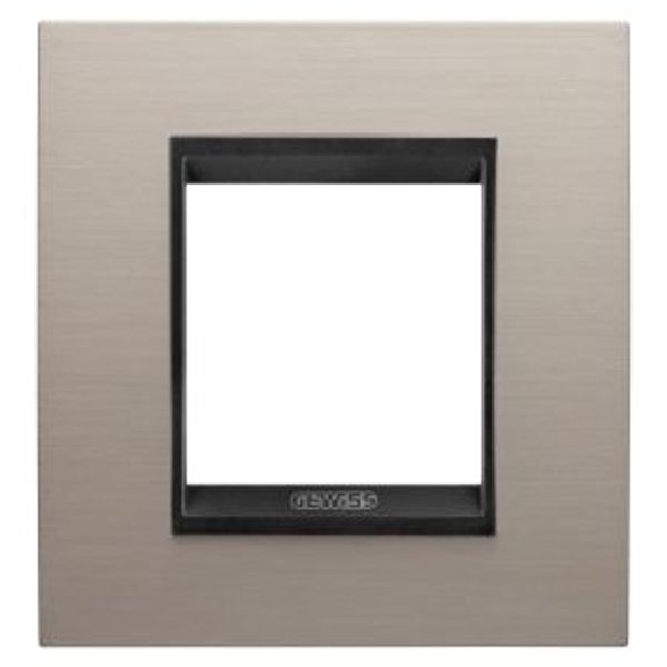 LUX INTERNATIONAL PLATE - IN METAL - 2 MODULES - BRUSHED ALUMINIUM LAVY - INNER FRAME MATT BLACK - CHORUSMART image 1