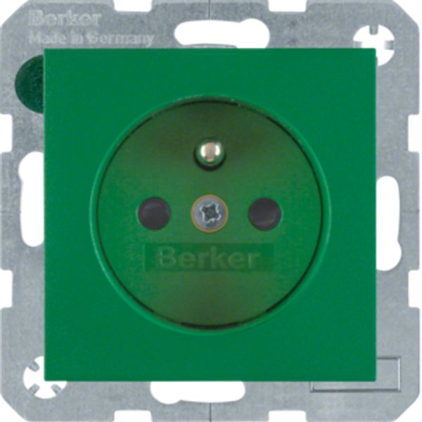 Soc. out. earthing pin, enhncd contact prot., S.1/B.3/B.7, green matt image 1