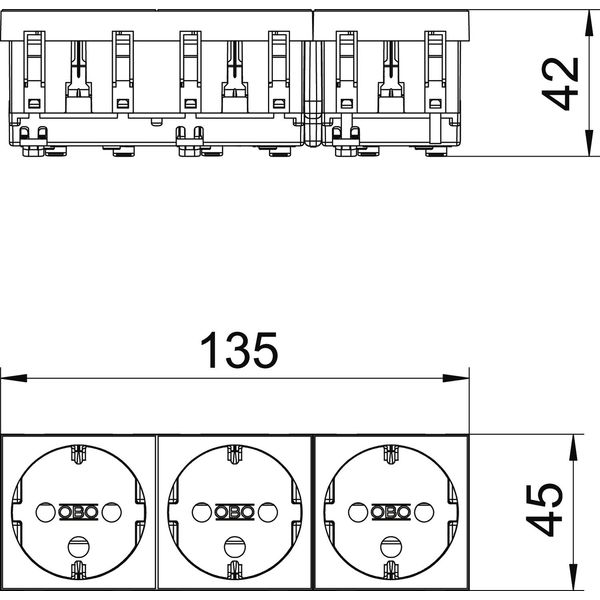 STD-D0K SRO3 Socket 0°, triple, coded protective contact 250V, 10/16A image 2