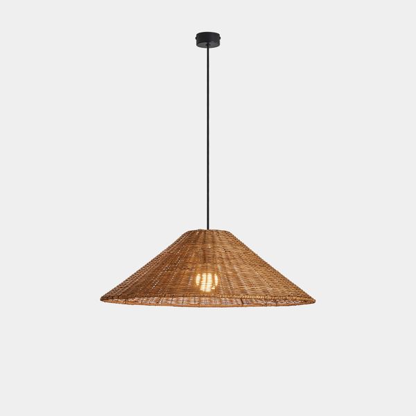 Pendant Caribe ø600 E27 40W Black Natural rattan image 1