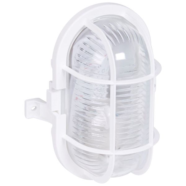 Bulkhead light - IP 44 - IK 06 - oval 60 W -E27 -plastic grid screw fixing-white image 2