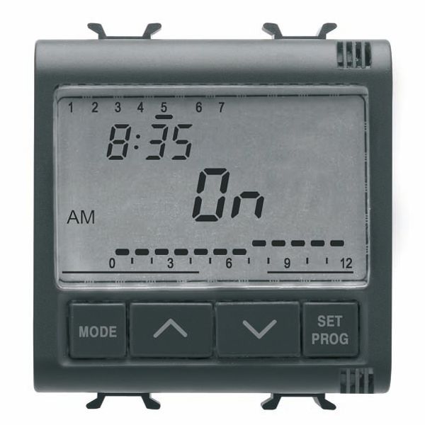 ELETRONIC DAILY/WEEKLY TIMER, 1-CHANNEL - 230V ac 50/60Hz - 2 MODULES - SATIN BLACK - CHORUSMART image 2