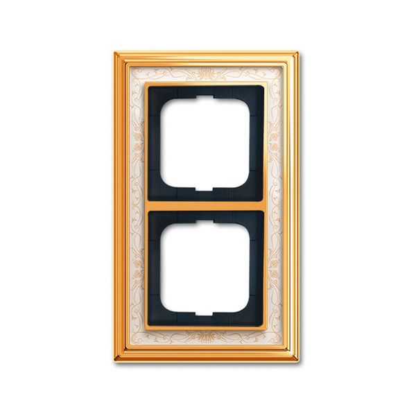 1722-836 Cover Frame Busch-dynasty® polished brass decor ivory white image 1