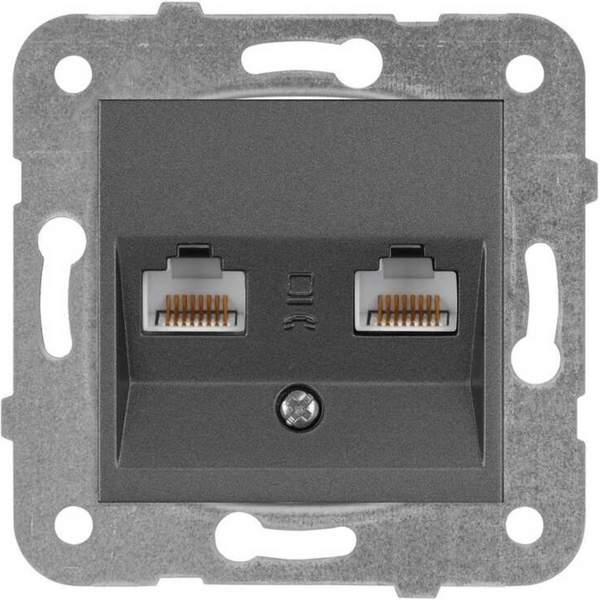 Novella-Trenda Dark Grey Two Gang Num Phone Socket (2xCAT3) image 1