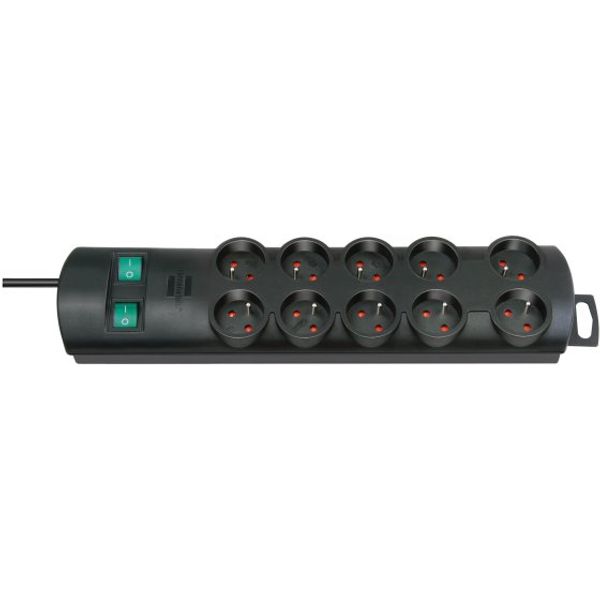 Primera-Line extension socket 10-way black 2m H05VV-F 3G1,5 each 5 sockets switched *FR* image 1