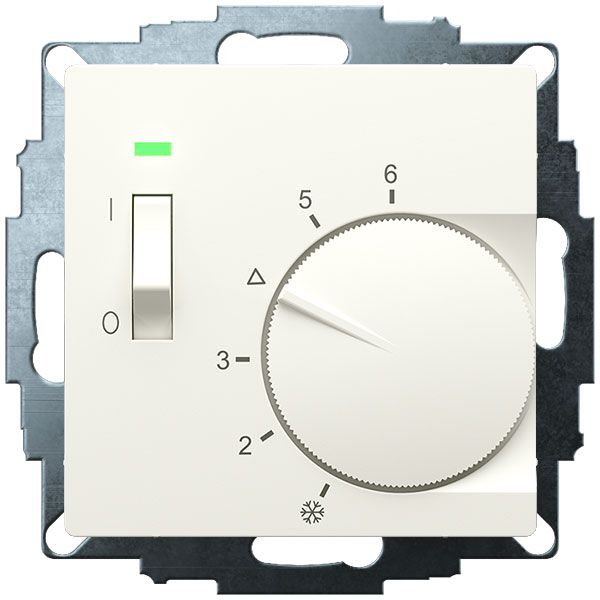 UP room controller, RAL1013 matt 55x55, 5-30C, AC 230V, 1NC, 10 A, temperature reduction approx. 4K, switch on/off, display controller "heating" image 2