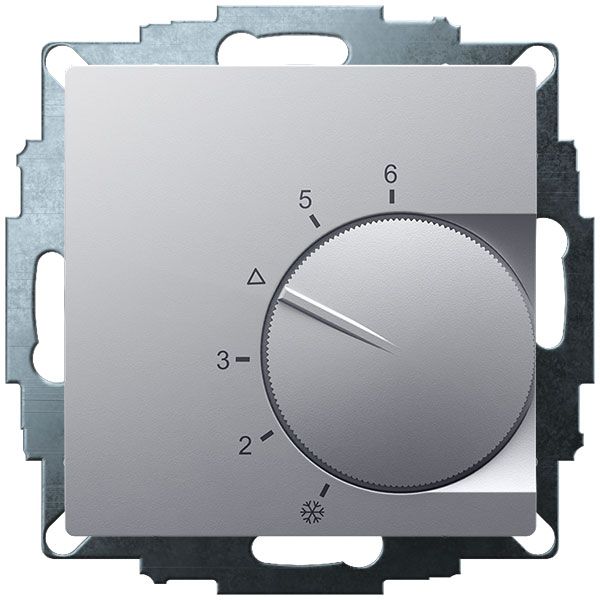 UP room controller, aluminum 55x55, 5-30C, AC 230V, 1NC, 10 A, temperature reduction approx.4K image 1