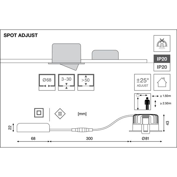 SPOT ADJUST 8W 930 PS DIM IP20 SI image 14