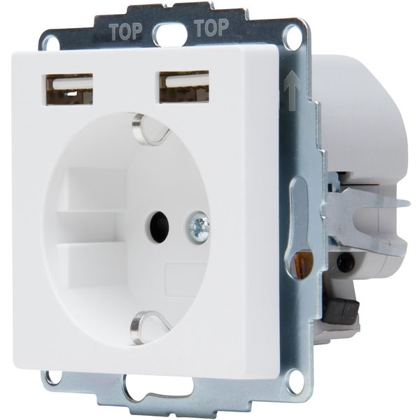 ATHENIS - flush-mounted protective contact socket, 2 USB charging sockets, color: arctic white matt image 1