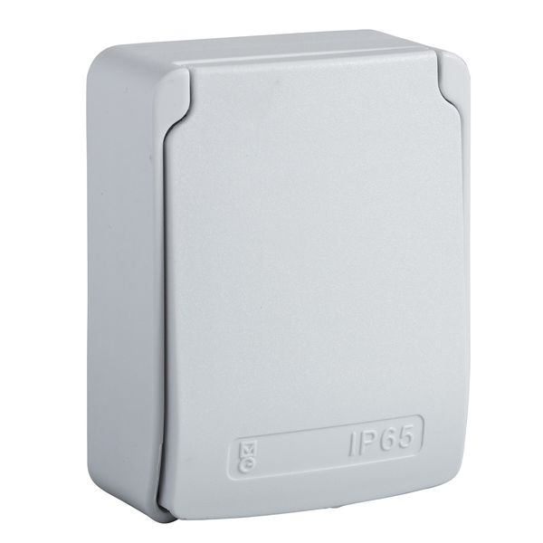 PratiKa socket - grey - 2P + E - 10/16 A - 250 V - British - IP65 - surface image 4