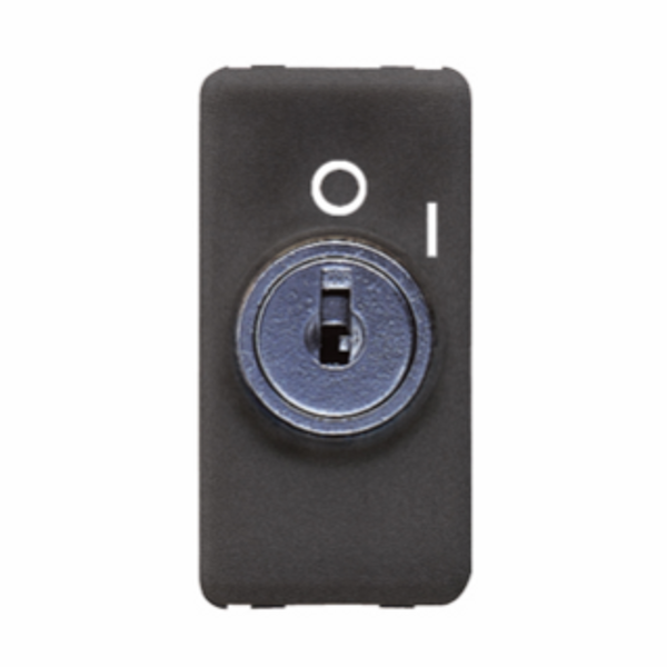 ONE-WAY SWITCH 2P 250V ac - 10AX - WITH KEY - SYMBOL 0/I - 1 MODULE - SYSTEM BLACK image 1