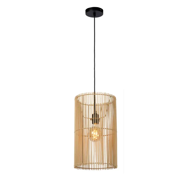 Lucide JANTINE - Pendant light - Ø 26 cm - 1xE27 - Light wood image 1