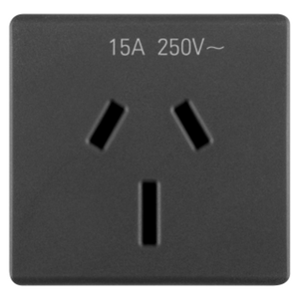 AUSTRALIAN STANDARD SOCKET-OUTLET 250V ac - 2P+E 15A - FLAT PLUG - 2 MODULES - SYSTEM BLACK image 1