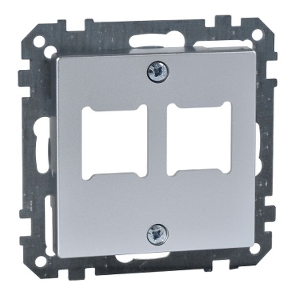 Central plate for RJ 11/RJ 45 insert, 2-gang, aluminium, System M image 2