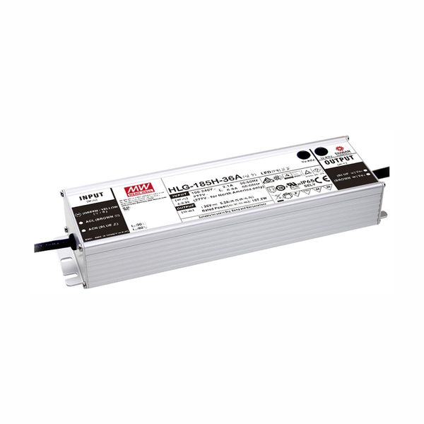 HLG-185H-12 LED driver, IP67 156W, 12V, 13A CV+CC, MEAN WELL image 1