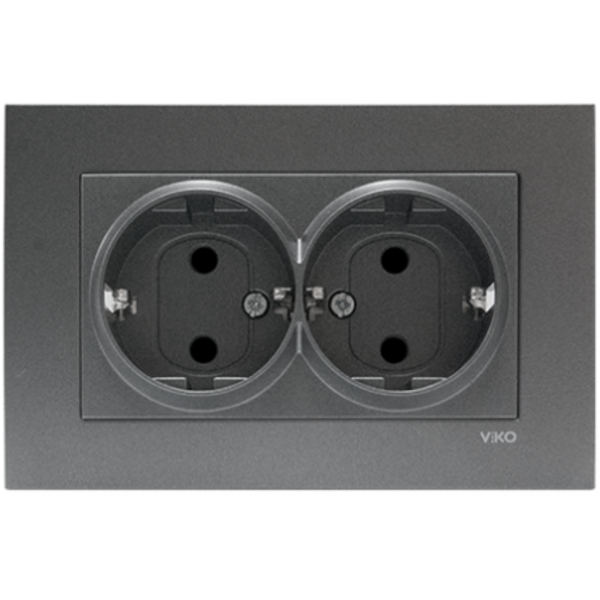 Novella Dark Grey Two Gang Earthed Socket image 1