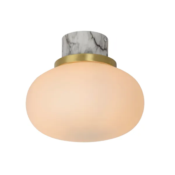 Lucide LORENA - Flush ceiling light Bathroom - Ø 23 cm - 1xE27 - IP44 - Opal image 1