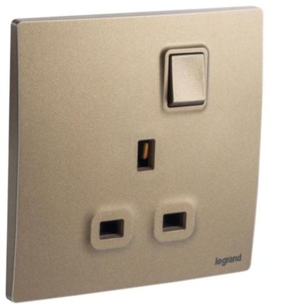 Mallia Senses - 1 gang BS switched socket outlet single pole -13A - Dark Bronze image 1