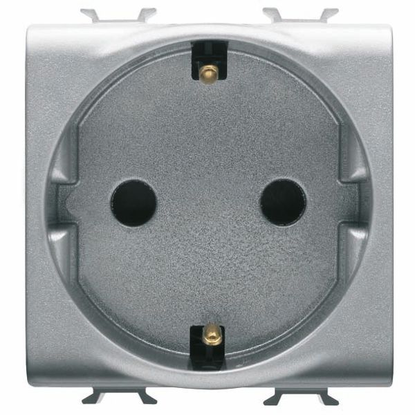 GERMAN STANDARD SOCKET-OUTLET 250V ac - FRONT TIGHTENING TERMINALS - 2P+E 16A - 2 MODULES - TITANIUM - CHORUSMART image 2