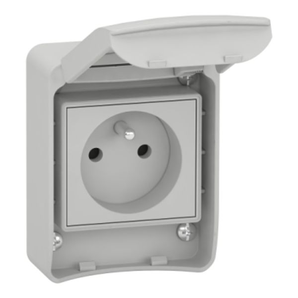 PratiKa socket - grey - 2P + E - 10/16 A - 250 V - French - IP65 - surface image 3