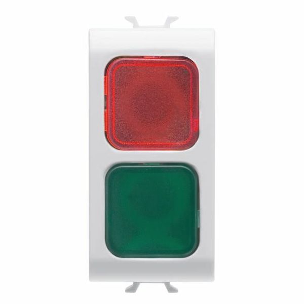 DOUBLE INDICATOR LAMP - RED/GREEN - 1 MODULE - GLOSSY WHITE - CHORUSMART image 2