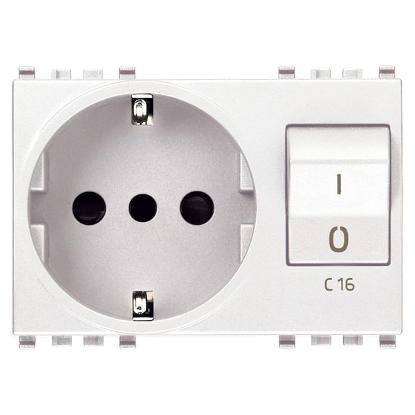 2P+E 16A P30 outlet+C16 CB white image 1