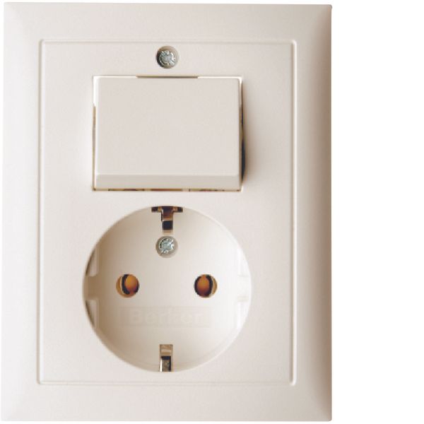 SCHUKO socket outlet with cover plate, S.1, white glossy image 1