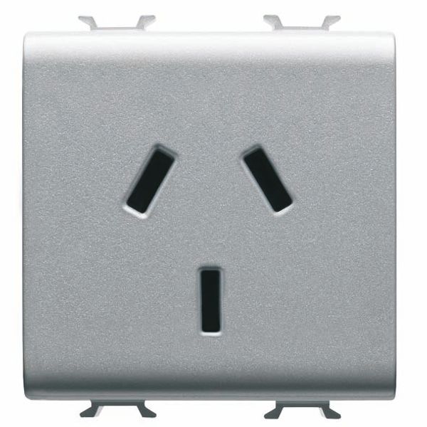 ARGENTINIAN STANDARD SOCKET-OUTLET 250V ac - 2P+E 10A - 2 MODULES - TITANIUM - CHORUSMART image 2