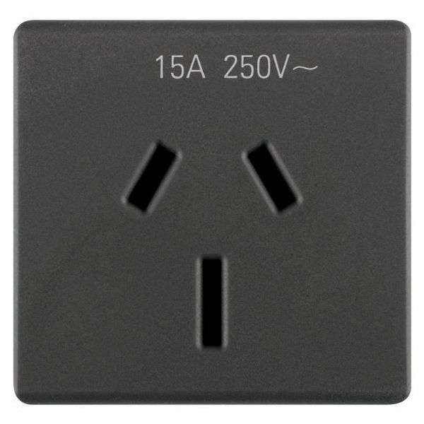 AUSTRALIAN STANDARD SOCKET-OUTLET 250V ac - 2P+E 15A - FLAT PLUG - 2 MODULES - SYSTEM BLACK image 2