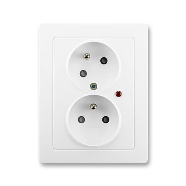 5593J-C02357 B1 Double socket outlet with earthing pins, shuttered, with turned upper cavity, with surge protection image 2