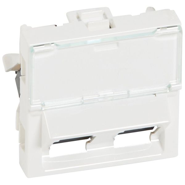 Double RJ45 socket Mosaic category 5e UTP 45° 2 modules white image 2