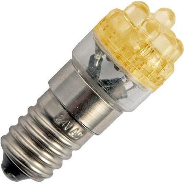 E14 8x Single LED T18x45 220V 10mA AC Yellow 25Khrs image 1