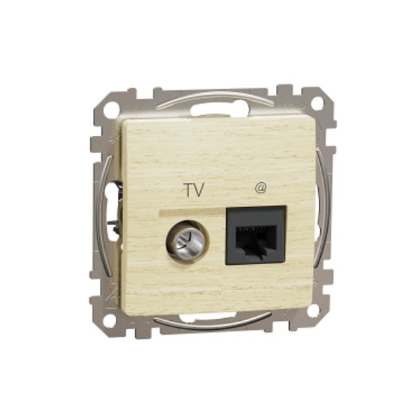 Data + TV sockets, Sedna Design & Elements, RJ45 CAT6 UTP, Wood birch image 3