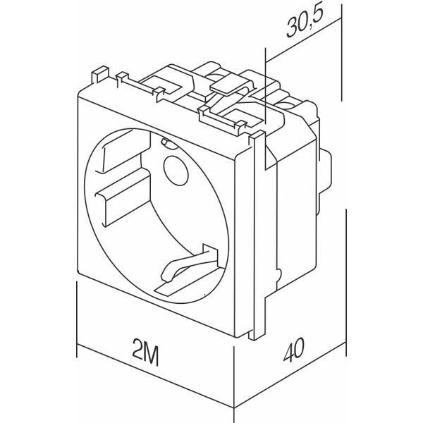 SOCKET SCHUKO+KS 2P+E 16A 250V~ 2M AO 6218062 image 1