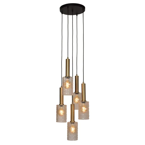 Lucide CORALIE - Pendant light - Ø 30 cm - 5xE27 - Transparant image 1