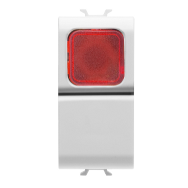 PUSH-BUTTON 1P 250V ac - NO 16A -  RED DIFFUSER - 1 MODULE - GLOSSY WHITE - CHORUSMART image 1