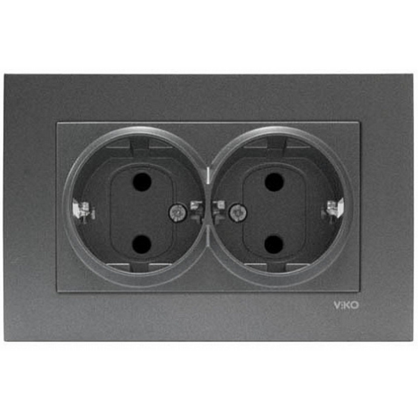 Novella Dark Grey Child Protected Double Earth Socket image 1